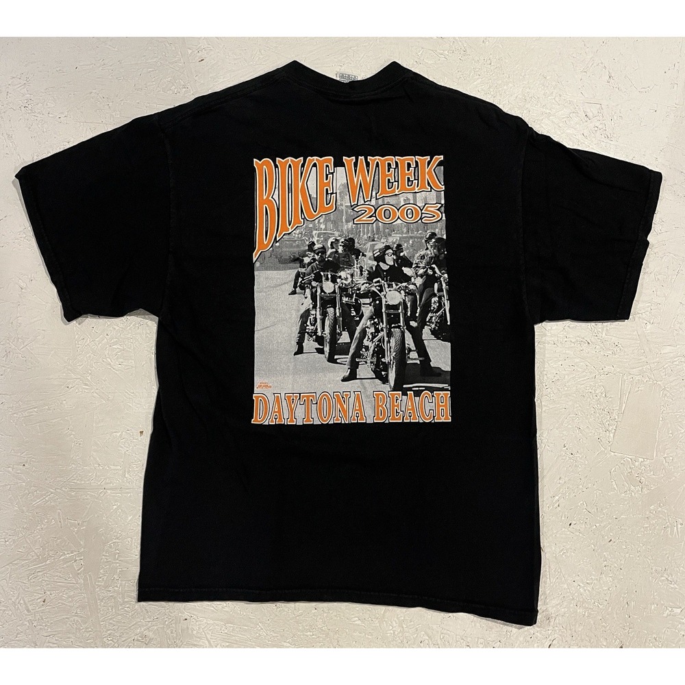 Vintage Bike Week 2005 Daytona Beach Motorcycle Shirt Mens XL Black Short Sleeve
